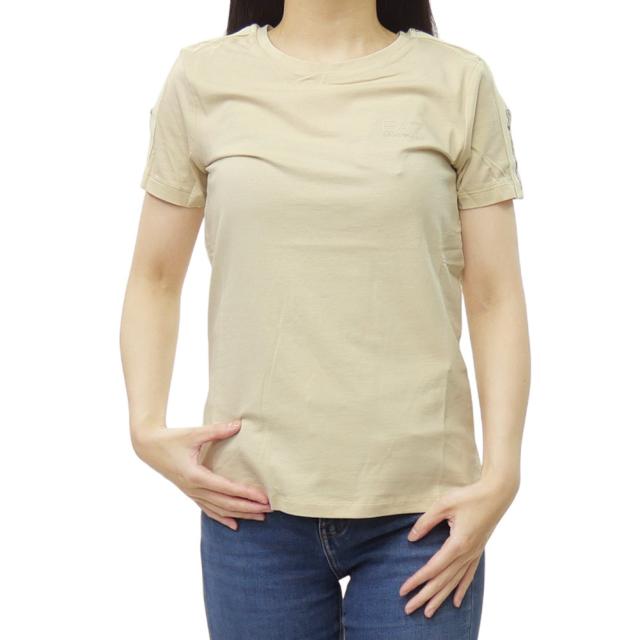 EMPORIO ARMANI エンポリオアルマーニ EA7 Tシャツ レディース クルーネックTシャツ 半袖 トップス 7W001490 AF10373 ベージュ 2026春夏新作