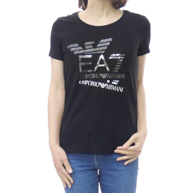 EMPORIO ARMANI エンポリオアルマーニ EA7 Tシャツ レディース トップス クルーネックTシャツ 半袖 7W000977 AF10373 ブラック 2026春夏新作