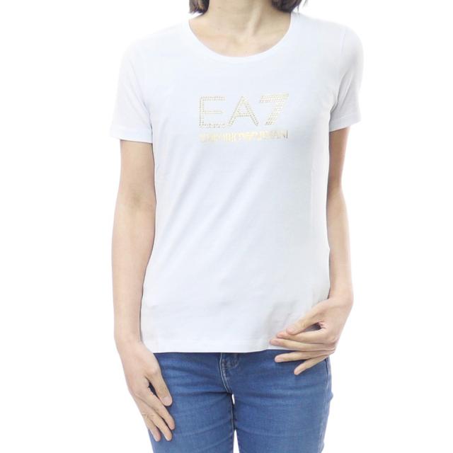 EMPORIO ARMANI エンポリオアルマーニ EA7 Tシャツ レディース トップス ラウンドネックTシャツ 半袖 8NTT67 TJDQZ ホワイト 2026春夏新作
