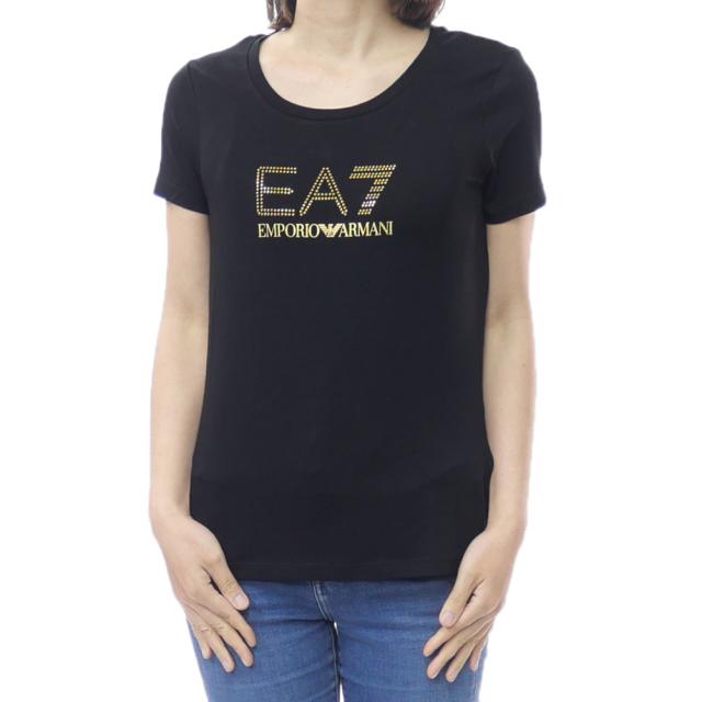 EMPORIO ARMANI エンポリオアルマーニ EA7 Tシャツ レディース トップス ラウンドネックTシャツ 半袖 8NTT67 TJDQZ ブラック 定番人気商品