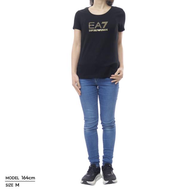 EMPORIO ARMANI エンポリオアルマーニ EA7 Tシャツ レディース トップス ラウンドネックTシャツ 半袖 8NTT67 TJDQZ ブラック 定番人気商品_1