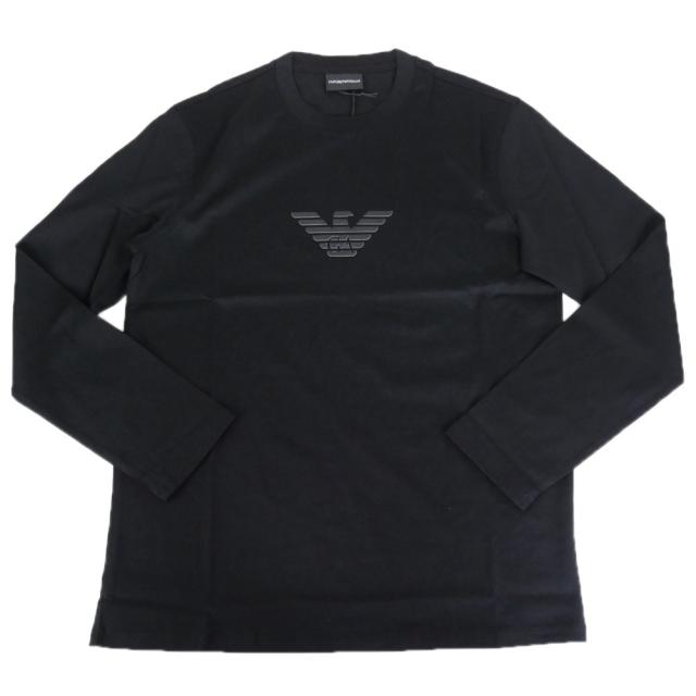 EMPORIO ARMANI エンポリオアルマーニ Tシャツ メンズ クルーネックロングTシャツ ロンT 長袖 トップス 綿100％ EM004584 AF13669 ブラック 2026春夏新作_4