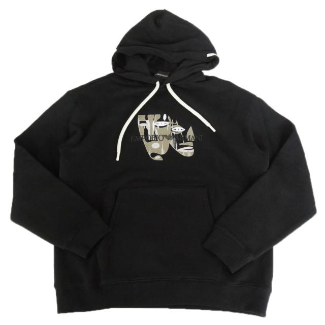 EMPORIO ARMANI エンポリオアルマーニ パーカー メンズ プルオーバーパーカー 長袖 EM005557 AF14793 ブラック 2026春夏新作_4