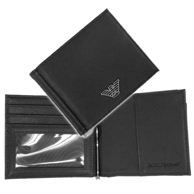EMPORIO ARMANI エンポリオアルマーニ メンズ マネークリップ 小銭入れ付き Y4R502 Y138E ブラック 定番人気商品