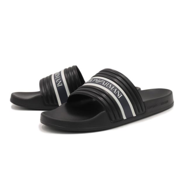 EMPORIO ARMANI UNDERWEAR エンポリオアルマーニ アンダーウェア サンダル メンズ シャワーサンダル EX000069 AF16403 ブラック×ホワイト 2026春夏コレクション
