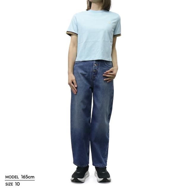 FRED PERRY フレッドペリー Tシャツ レディース トップス クルーネックTシャツ 半袖 綿100％ G2162 / TIPPED T-SHIRT ブルー 2026春夏新作_1