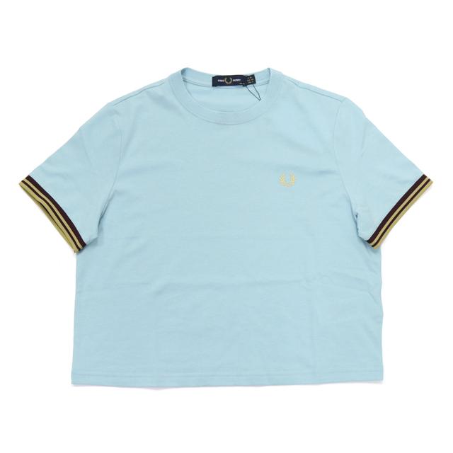FRED PERRY フレッドペリー Tシャツ レディース トップス クルーネックTシャツ 半袖 綿100％ G2162 / TIPPED T-SHIRT ブルー 2026春夏新作_4