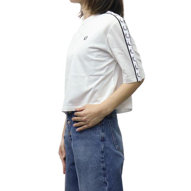 FRED PERRY フレッドペリー Tシャツ レディース トップス クルーネックTシャツ 半袖 綿100％ G2160 / TAPED T-SHIRT ホワイト 2026春夏新作_2