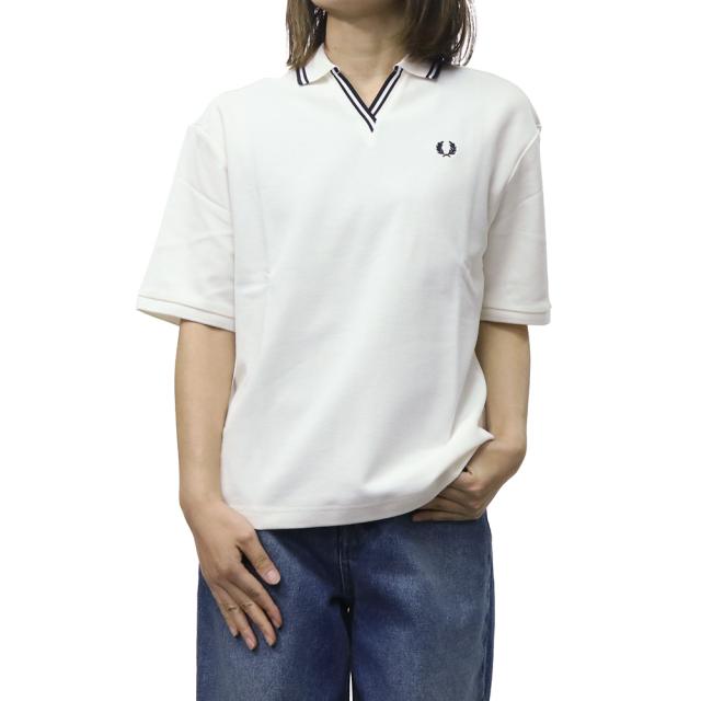 FRED PERRY フレッドペリー ポロシャツ レディース トップス 鹿の子ポロシャツ 半袖 綿100％ G2161 / OPEN COLLAR TIPPED POLO SHIRT オフホワイト 2026春夏新作