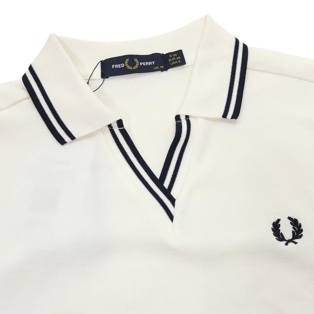 FRED PERRY フレッドペリー ポロシャツ レディース トップス 鹿の子ポロシャツ 半袖 綿100％ G2161 / OPEN COLLAR TIPPED POLO SHIRT オフホワイト 2026春夏新作_5