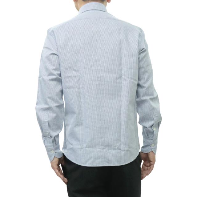 GIANNETTO ジャンネット メンズ カッタウェイシャツ 長袖 綿100％ AC160 / VINCI FIT WASH ブルー×ホワイト 2026春夏新作_3