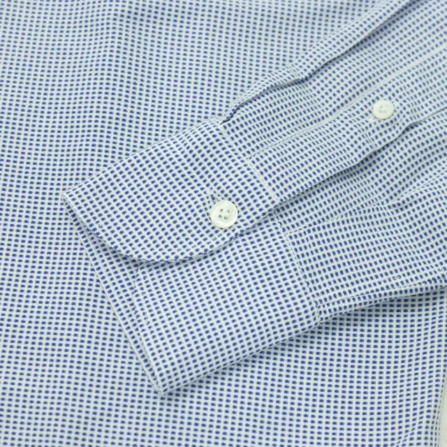 GIANNETTO ジャンネット メンズ カッタウェイシャツ 長袖 綿100％ AC160 / VINCI FIT WASH ブルー×ホワイト 2026春夏新作_6
