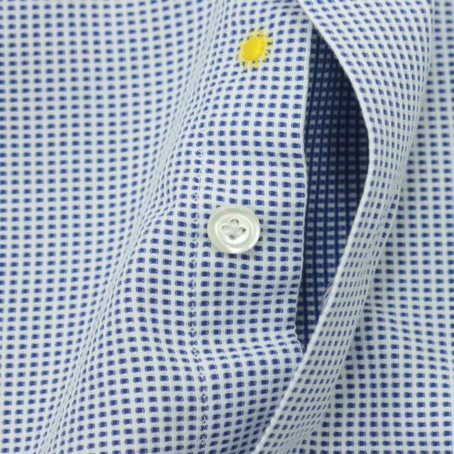 GIANNETTO ジャンネット メンズ カッタウェイシャツ 長袖 綿100％ AC160 / VINCI FIT WASH ブルー×ホワイト 2026春夏新作_8