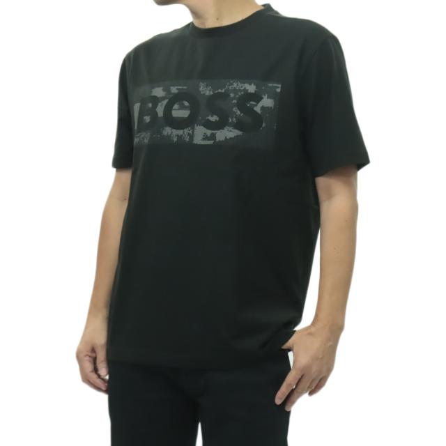 HUGO BOSS ヒューゴボス Tシャツ メンズ クルーネックTシャツ 半袖 トップス 50559363 10278673/TS Globe Logo Pattern ブラック 2026春夏新作
