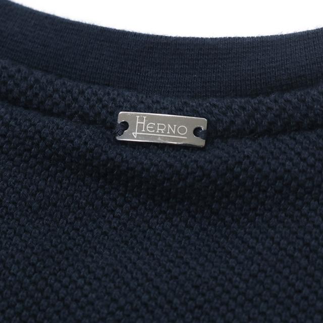 HERNO ヘルノ セーター メンズ クルーネックニット 長袖 綿100％ JG000279U 54017 ネイビー 2026春夏新作_9