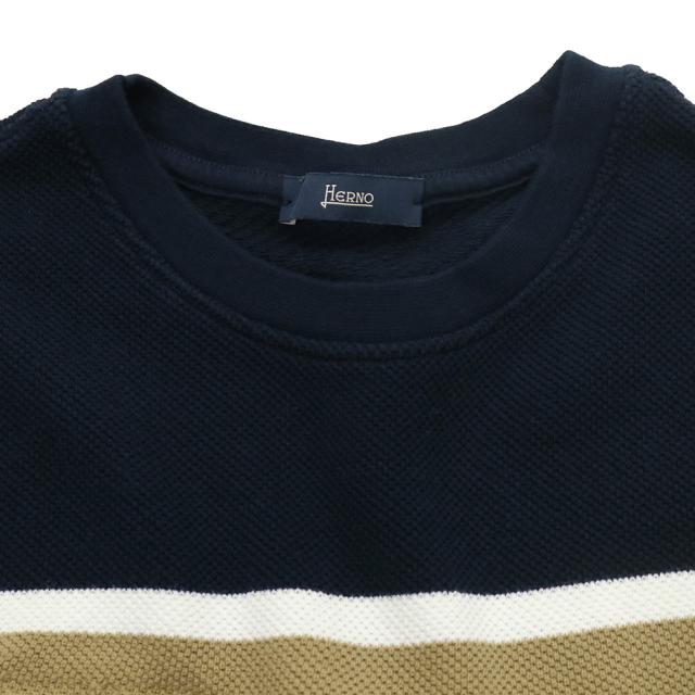 HERNO ヘルノ セーター メンズ クルーネックニット 長袖 綿100％ JG000279U 54017 ネイビー 2026春夏新作_5
