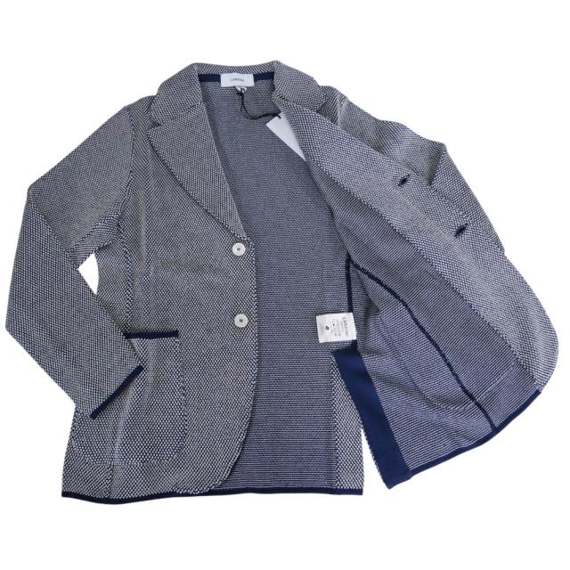 LARDINI ラルディーニ ジャケット メンズ シングル2Bニットジャケット CNCLJM56 CN64011 ネイビー×ホワイト 2026春夏新作_9
