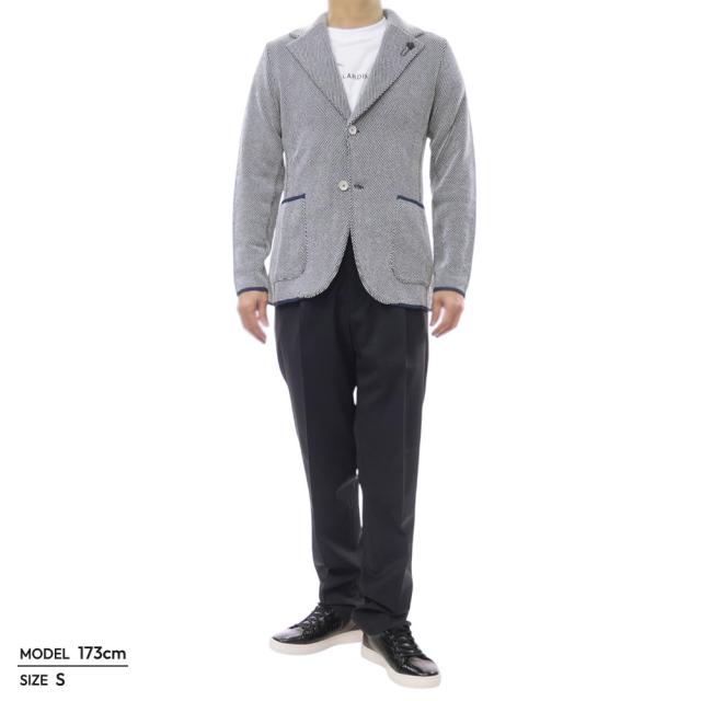 LARDINI ラルディーニ ジャケット メンズ シングル2Bニットジャケット CNCLJM56 CN64011 ネイビー×ホワイト 2026春夏新作_1