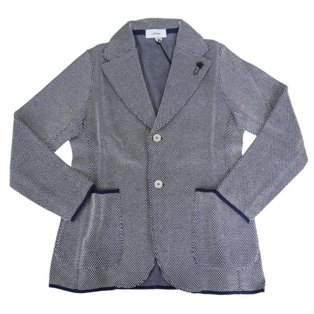 LARDINI ラルディーニ ジャケット メンズ シングル2Bニットジャケット CNCLJM56 CN64011 ネイビー×ホワイト 2026春夏新作_4