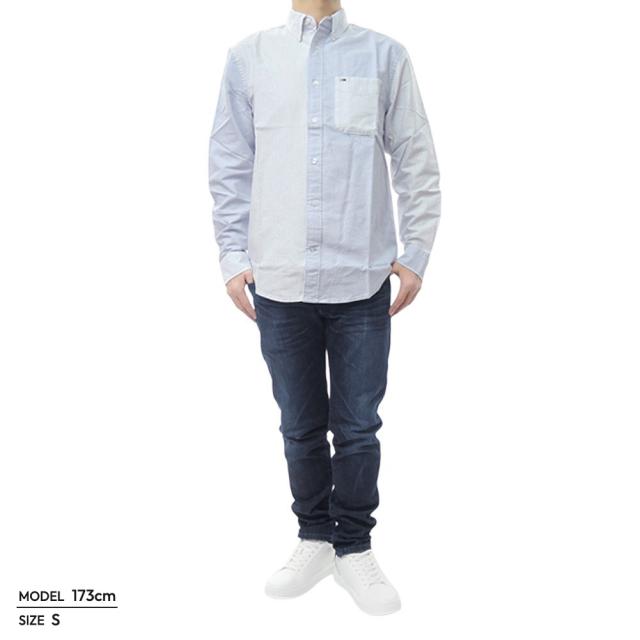 TOMMY JEANS トミージーンズ トミーヒルフィガー メンズ カジュアルシャツ 長袖 綿100％ DM22776 ブルー系マルチカラー 2026春夏新作_1