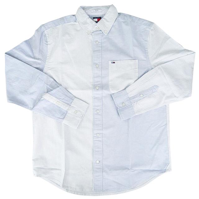 TOMMY JEANS トミージーンズ トミーヒルフィガー メンズ カジュアルシャツ 長袖 綿100％ DM22776 ブルー系マルチカラー 2026春夏新作_4