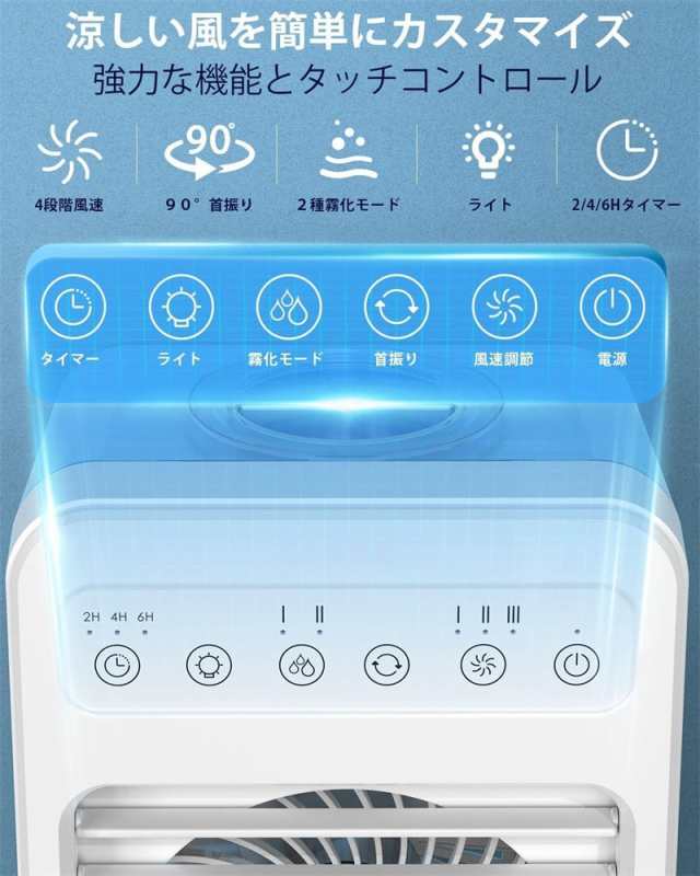 冷風機 冷風扇 クーラー 小型 卓上 ミニ エアコン 4段階風速 ２種霧化 