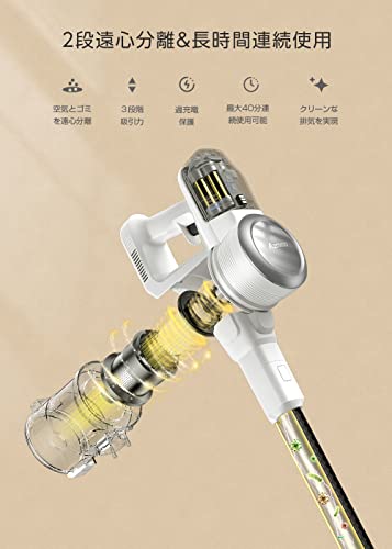 AZMKOO 掃除機 コードレス サイクロン 30Kpa超 低騒音化設計 多重濾過