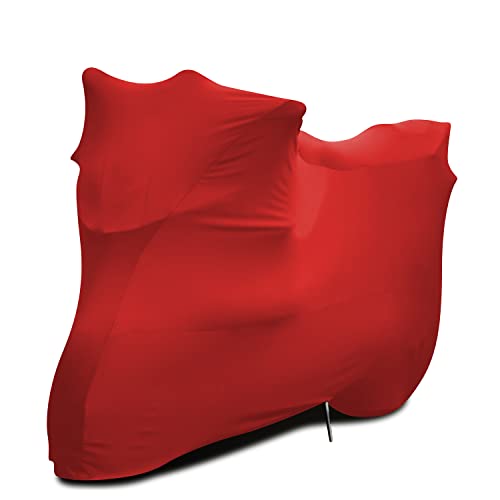 RCP バイクカバー インナー 屋内用 高伸縮素材 柔らか バイク用カバー ストレッチ キズ防止 防塵 防風ベルト 車長200-265cm適合 密着型 バイク車体カバー 赤色 収納バッグ付きの通販は 5,394円