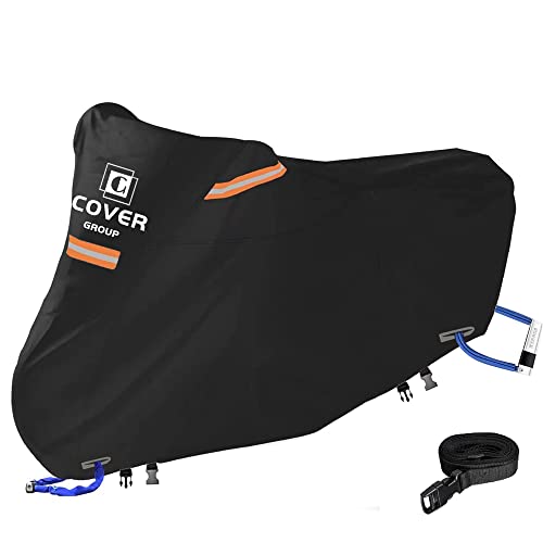 COVERGROUP【最新改良】420D丈夫厚手 バイクカバー 大型 250cc 400cc 285?pまで対応耐熱防水撥水防塵車体カバー風飛び防止盗難防止収納袋付(3XL:285*110*140CM)