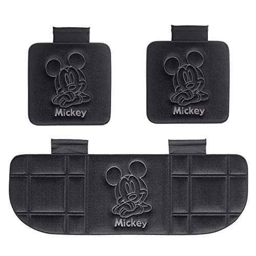 ボンフォーム(BONFORM) シートクッション ミッキープレスベロア 軽/普通車1台分 (前席2枚&後席)セットブラック 5590-91BK