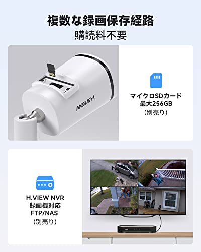 H.View 4K 800万画素 防犯カメラ カラー暗視 屋外 有線 WDR技術