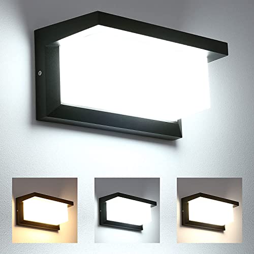 Lightess LED 玄関ライト ポーチライト 防水防雨IP65 ウォールライト ブラケットライト 3色調光可能 アウトドアライト 廊下灯 ガーデンライト 門柱灯 防犯ライト 玄関照明 壁掛け照明 18Ｗ (横)の通販は