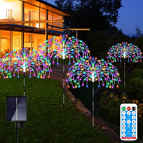 LUNPEAR イルミネーションライト 屋外 防水 ソーラー 花火型 4輪 ガーデンライト クリスマス飾り 8つモード 自動点灯/消灯 埋め込み リモコン付き おしゃれ 庭/芝生/公園/屋外照明/結婚式/クリスマス/ハロウィン/パーティーの通販は 5,310円