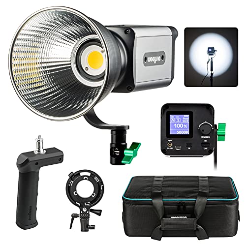 Weeylite COBビデオライト ninja300 撮影ライト 80W高輝度 5600k単色温度 7800lm 手持ち式 スタジオ撮影 過熱防止 スマホ制御可 12種類光効果 330度回転照明 ライブ配信照明/動画撮影照明/結婚式照明の通販は