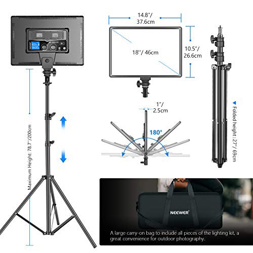 Neewer 2パック撮影用ビデオライトキット 18インチLEDパネル 45W 2色 調光可能 3200K-5600K LCDスクリーン 190?p ライトスタンド リモコンの通販はau PAY マーケット - ZO | au PAY マーケット－通販サイト