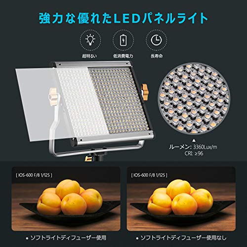 Neewer 2パック 調光可能な二色480 LEDビデオライトとスタンド