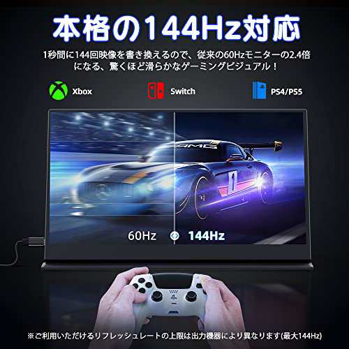 モバイルモニター 144Hz 高速応答 16.1インチ ゲームモニター FHD