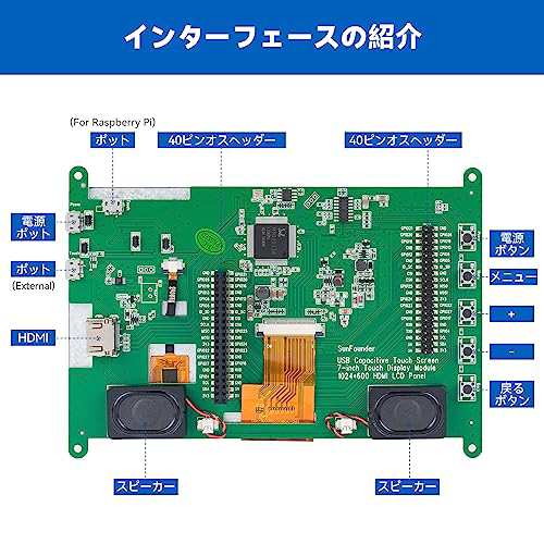 SunFounder 7インチ Raspberry Pi 用のタッチスクリーン1024X600 IPS