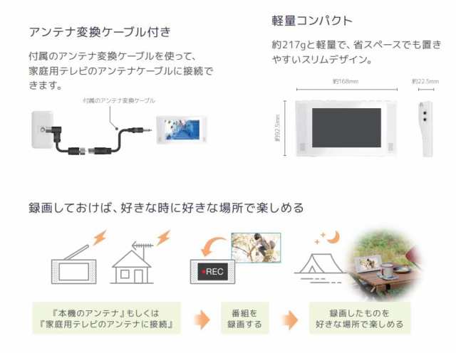 STAYER】5インチ 防水フルセグワンセグ ポータブルテレビ 録画機能付き ...