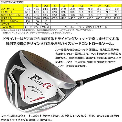 WORLD EAGLE F-F-01α クロス クラブセット 10本 右用/R バッグ:F-01α赤 