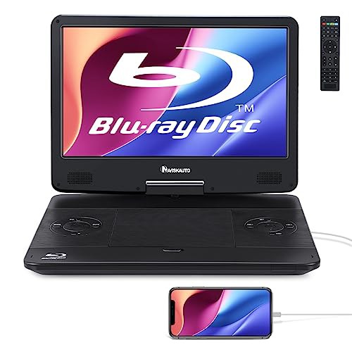 NAVISKAUTO 15.6型 ポータブルブルーレイプレーヤー HDMI入力 スマホ同期 HDMI出力 13.3インチ 4000mAh バッテリー内蔵 HDMIケープル付