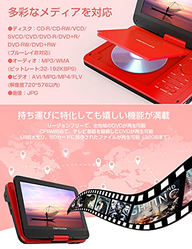 ポータブルDVDプレーヤー⭐️12.5型 車載用ホルダー付き 最大5