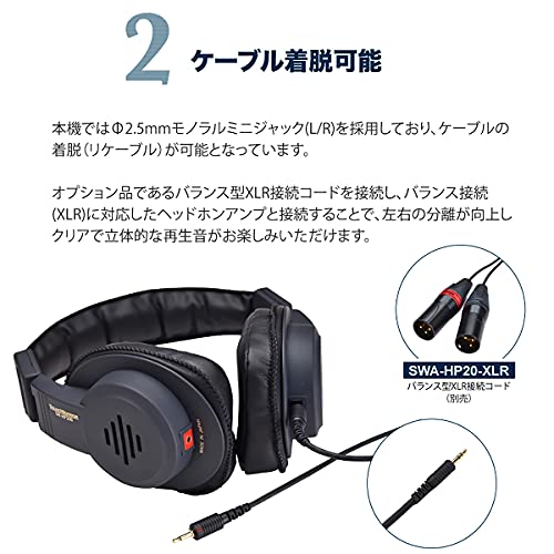 SOUND WARRIOR 直販限定セット セミオープン エアー ダイナミック ヘッドホン プロユース 開放型 ケーブル着脱式 | 2.5mm 3.5mm 6.3mm 軽量 有線 低音 重低音 再現 日本製 SW-HP300-SDの通販は