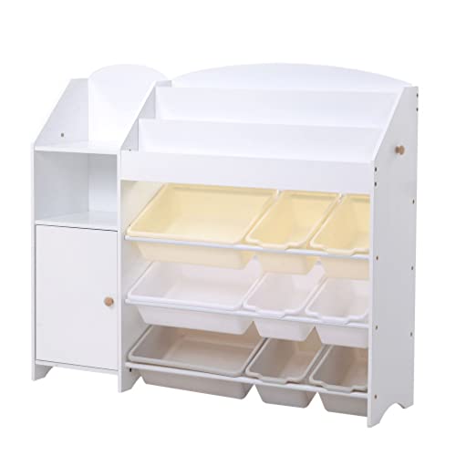 BTM 絵本ラック おもちゃ箱 おもちゃ収納 絵本棚 木製 収納ラック 収納ボックス スライドドア付き 収納棚 本箱 子供用シェルフ 収納ケース 子ども用 家具 大容量 キッズ 子供服 入学 入園 出産祝い BOX付きの通販は