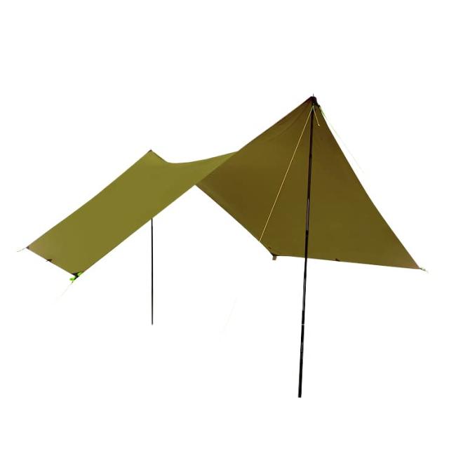 ZEROGRAM(ゼログラム) Minimalist Recta tarp(OLIVE) / レクタ 軽量 タープ 350×290 UV 遮光 高耐水 防水 コンパクト 設営撤収簡単 ガイライン ペグ付属