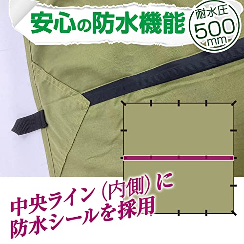 8tail タープ ゴッドタープ 【GOD TARP】4×4m TC素材 正方形タープ ポリコットン 焚き火可 【19箇所ループ・特殊防水テープ付き】ねじりループ 500mm耐水圧 撥水加工 遮光/遮熱/難燃 ソロキャンプ 軽量 コンパク
