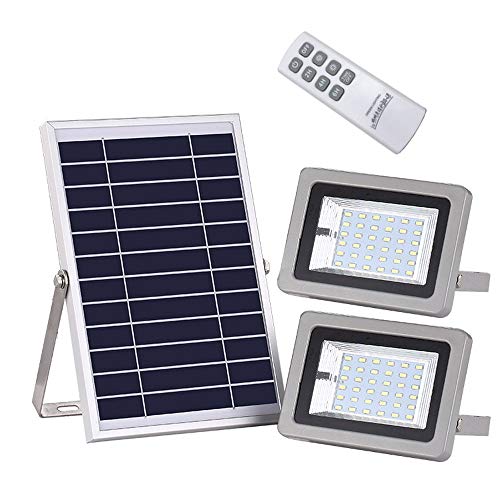 MIFO ソーラー投光器 屋外用LEDガーデンライト 2灯セット ソーラー充電式 電気代0円 高輝度LED30灯 ライト最大出力40W IP65防水 夜間自動点灯 リモコン操作の通販は