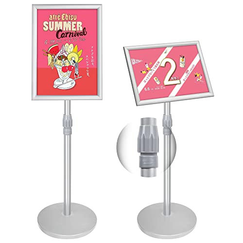 VAIIGO 重い案内板 スタンドボード A3サイズ立て看板 高さ調節可能メニュースタンド 会社案内の情報板 お知らせボード 掲示板スタンド お店の看板 屋内屋外対応 防風タイプ 店舗用看板（シルバー、A3）
