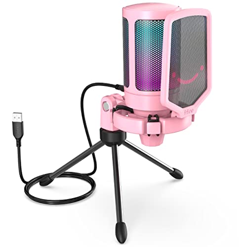 FIFINE USBコンデンサーマイク RGBライティング カーディオイド指向性 プラグ＆プレイ パソコン/プレステマイク AmpliGame A6VP