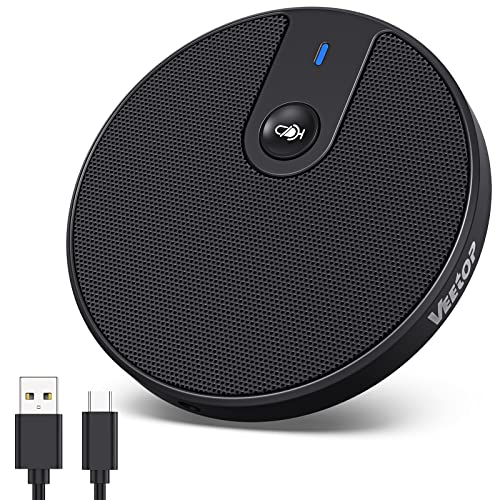 Veetop PCマイク 会議用マイク パソコンマイク 360全指向性 最大10人まで対応 ミュート機能 3.5?oイヤホンジャック付き 卓上 コンパクト 軽量 web会議 Webチャット ゲーム実況 オンライン会議 Windows/maの通販は